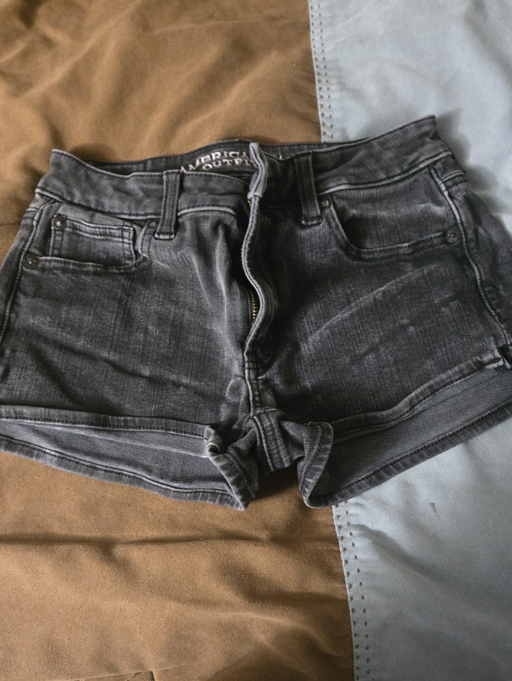 American Eagle Outfitters Faded Black Denim Shortalls